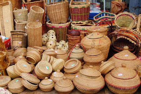 篮子婆罗洲竹制品篮照片